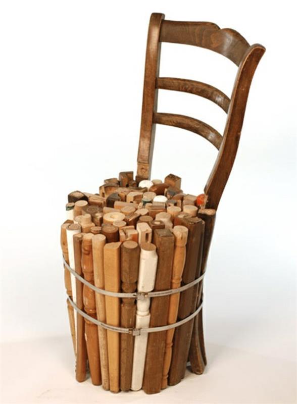 chaise en bois de récupération de meubles en bois naturel