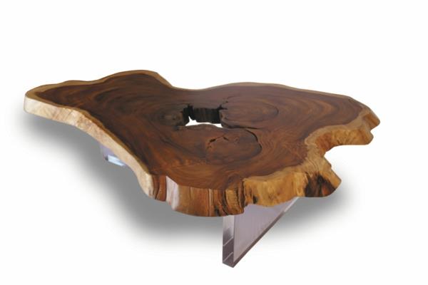 meubles en bois naturel table basse tronc d'arbre tranche