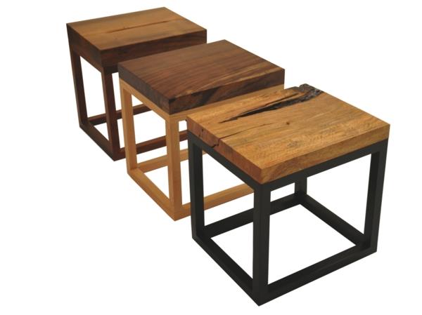 tabourets carrés de meubles en bois véritable