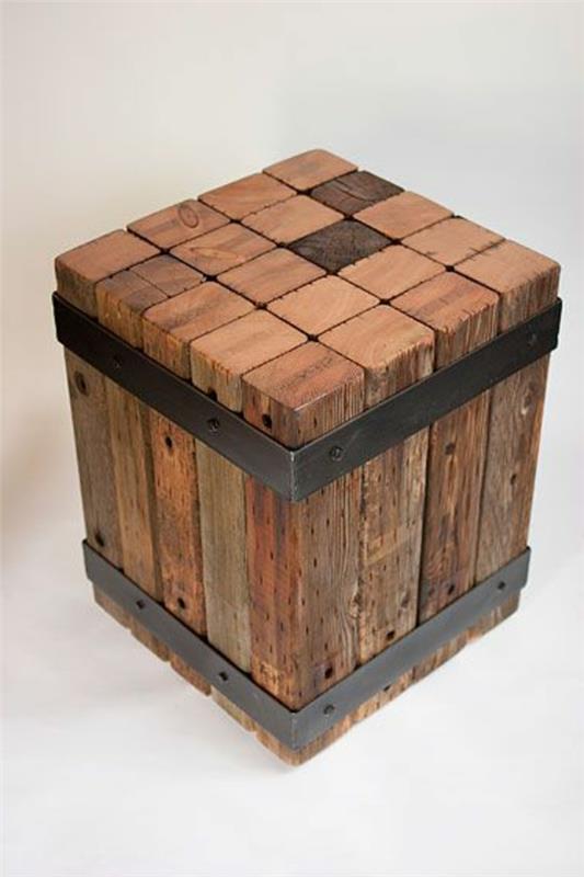tabouret en forme de cube de meubles en bois naturel