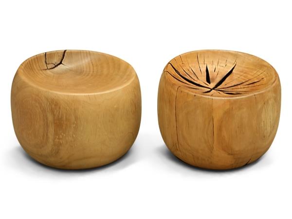 meubles en bois naturel deux tabourets