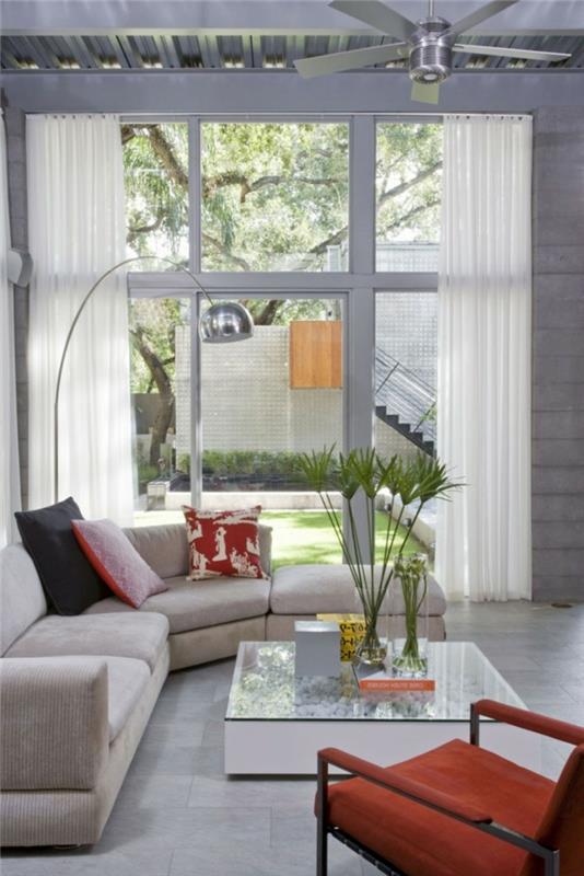 canapé d'angle canapé lumineux fauteuil orange plante