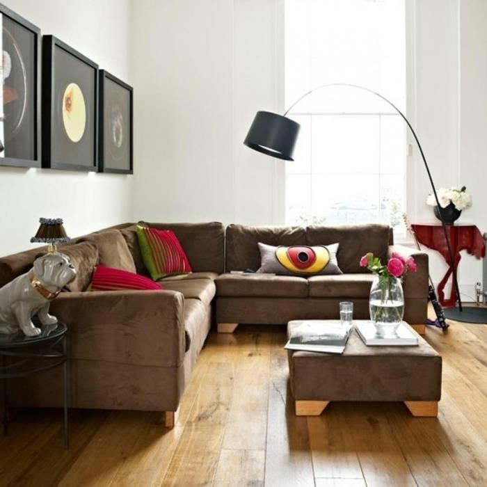canapé d'angle salon idées d'ameublement meubles rembourrés parquet décoration murale
