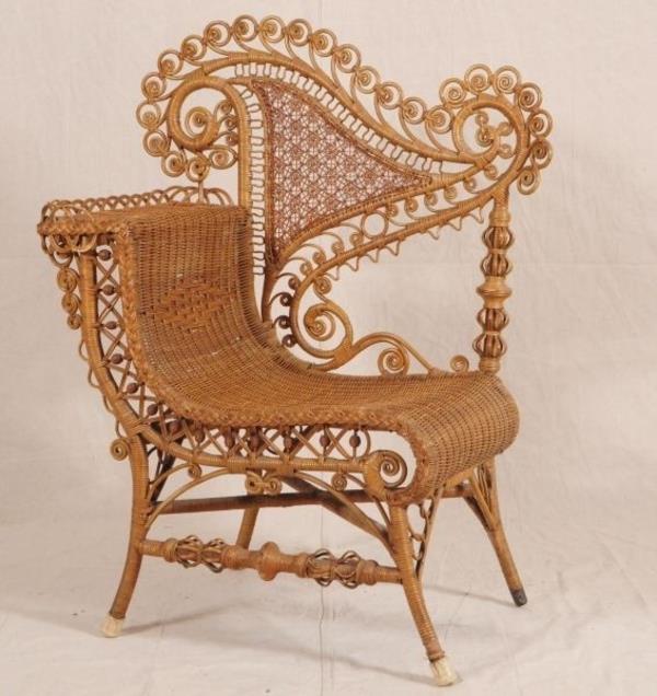meble rattanowe fotel w stylu wiktoriańskim