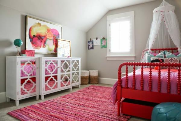 Idées de couleurs de lit de tapis rose pour chambre d'enfant