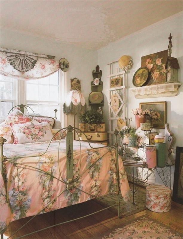 pomysły na aranżację wnętrz sypialnia vintage piękny sufit