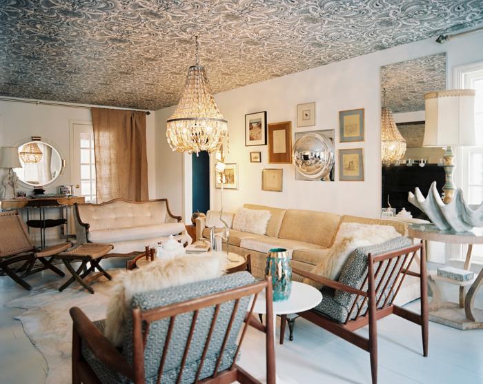 dekorowanie pomysłów salon piękny sufit żyrandol w stylu vintage