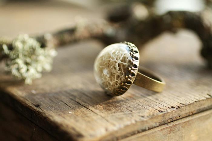 elfe bijoux fait main bague mousse verre laiton