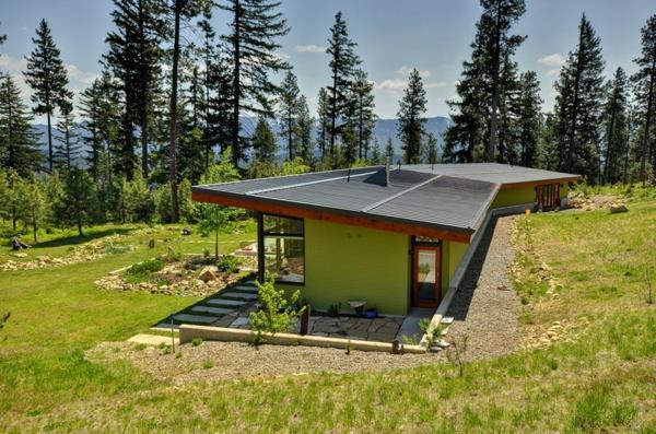 maison à économie d'énergie bâtiment de plain-pied revêtu de bois