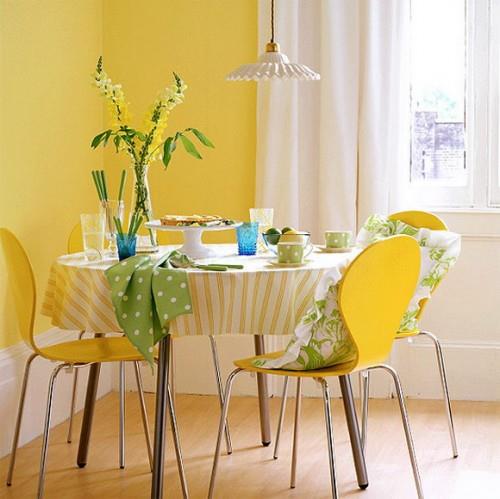 jadalnia-żółte-dekoracje-krzesła