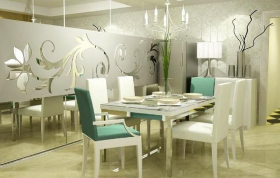 salle à manger décoration bougie lustre jeu gel mur