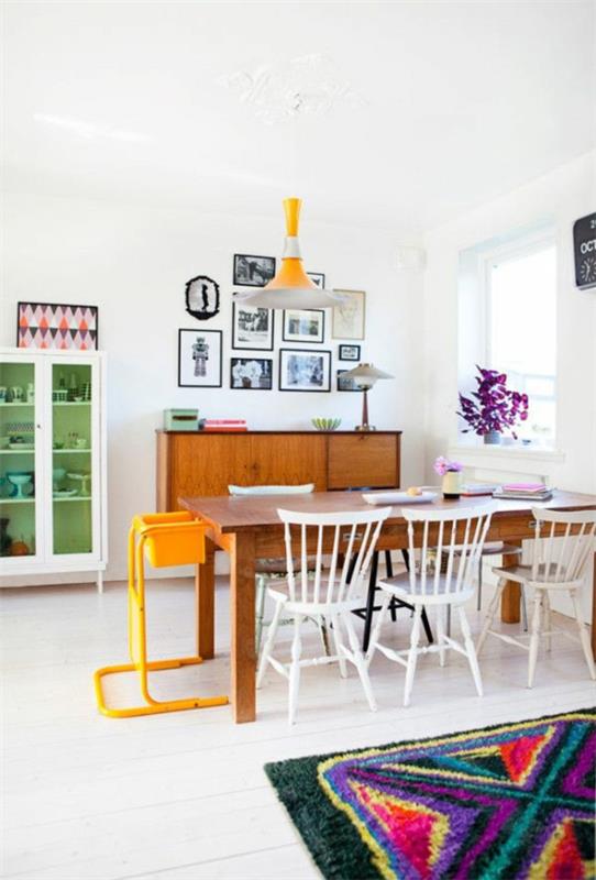 salle à manger ameublement design d'intérieur table à manger chaises design mural de style éclectique