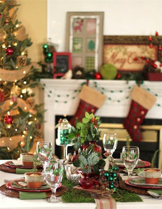idées de décoration de noël rustique design salle à manger