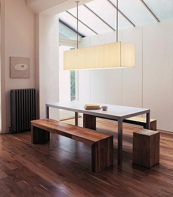 salle à manger plancher en bois banc en bois moderne minimaliste