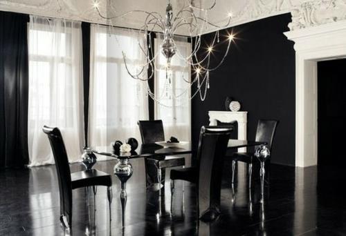 salle à manger intérieur noir blanc clair clair lustre