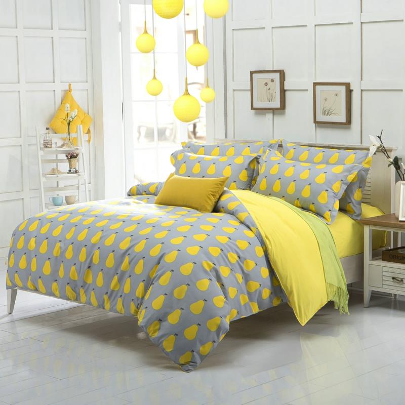 drap de lit exclusif à motif poire jaune