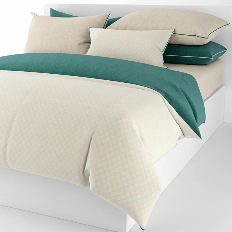 linge de lit exclusif blanc menthe vert minimaliste