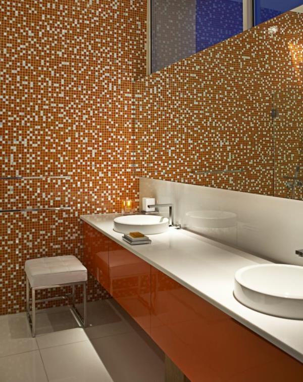egzotyczny prywatny hotel indonezja projekt płytki mozaikowe łazienka pomarańczowa