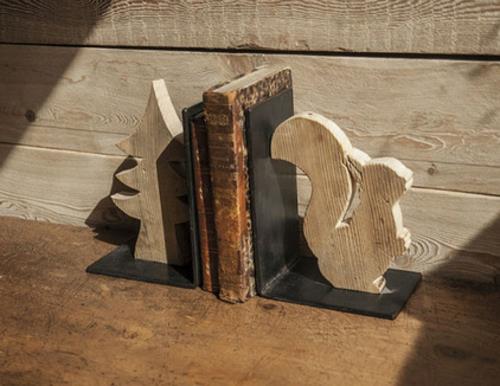 Serre-livres aventure bois sculpté fiable