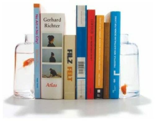 Serre-livres en verre poisson d'eau original