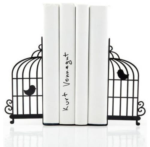 serre-livres cool cages à oiseaux blanc noir