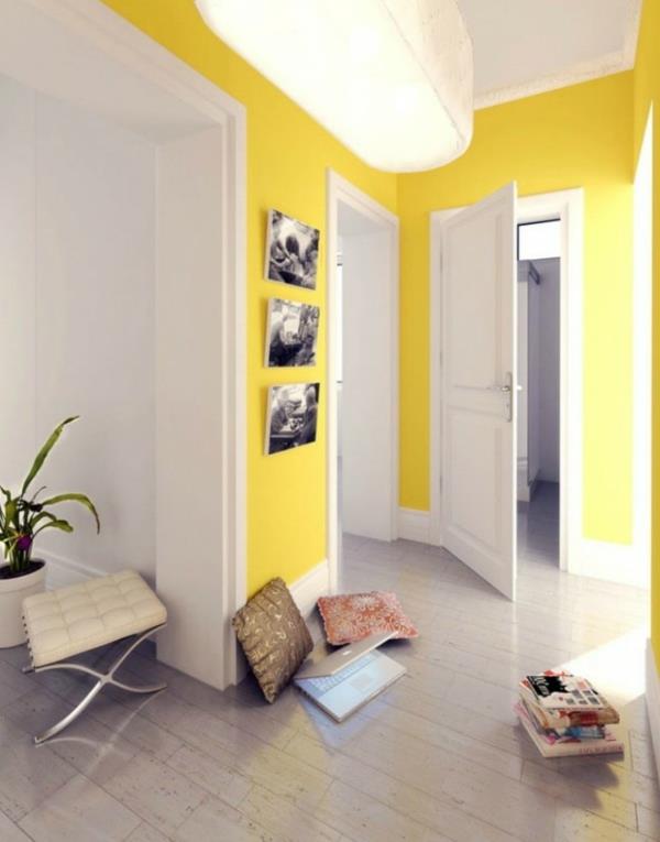 kolor korytarz żółty zdjęcia czarno-białe