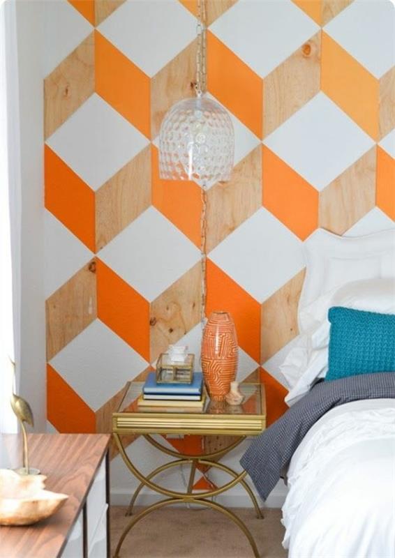 idées de conception de couleur chambre à coucher couleurs fortes motif géométrique conception de mur