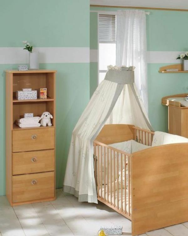 idées de design de couleur design de mur couleurs de chambre d'enfant vert menthe lit d'enfant meubles en bois