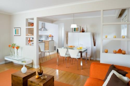 kolorowy design z pięknymi wzorami kolorowy biały pomarańczowy jadalnia kuchnia