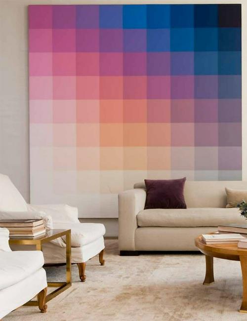 kolorowa konstrukcja z pięknymi wzorami projekt ściany domu sofa salon