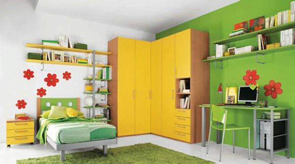 idée de couleur salon armoire jaune