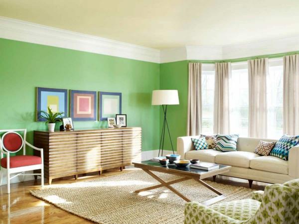 Idée de couleur salon tapis sisal vert
