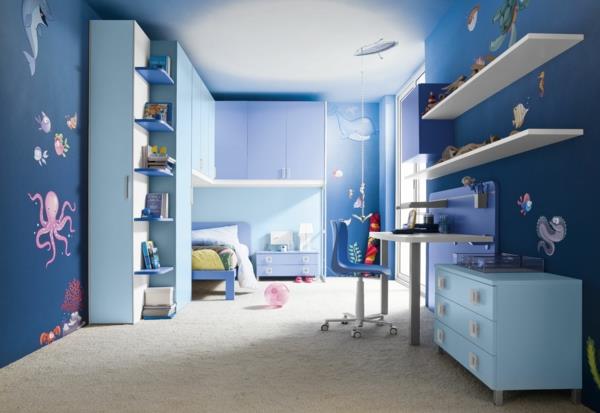 idée de couleur salon chambre d'enfants animaux marins