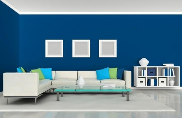 idées de couleurs salon bleu cobalt
