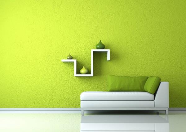 idée de couleur salon minimaliste vert anis