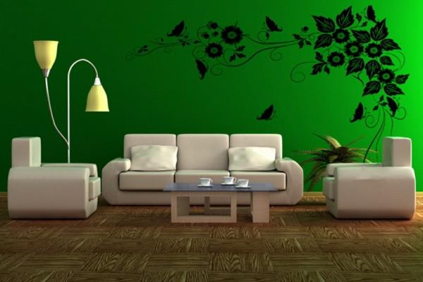 idées de couleurs salon vert menthe canapé blanc