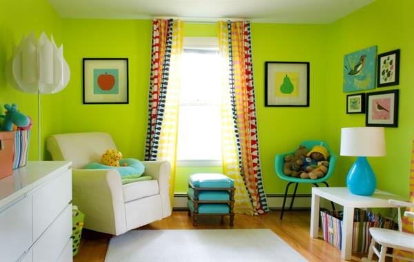 idées de couleurs salon vert fluo chambre d'enfant