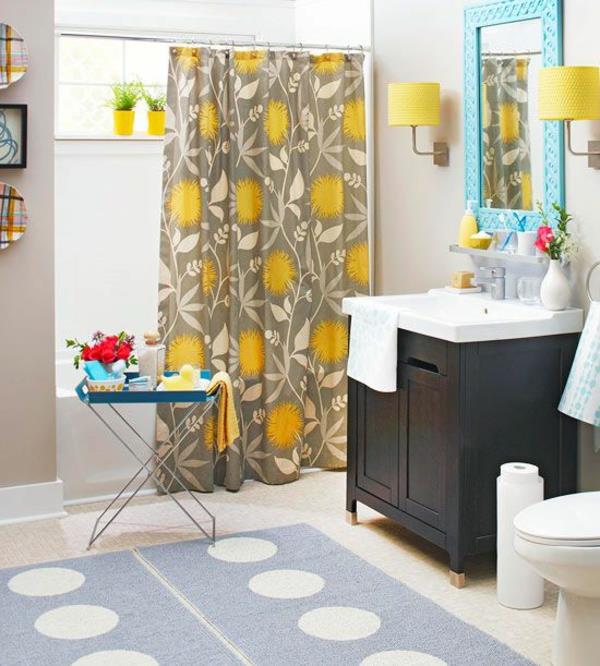 Zasłony łazienkowe kwiatowy wzór dywan zielone lustro