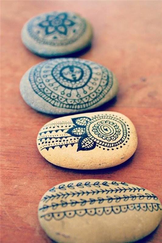 drobne motywy kamienie malują pomysły za pomocą pióra