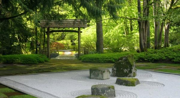 jardin feng shui pierres naturelles cercles de sable