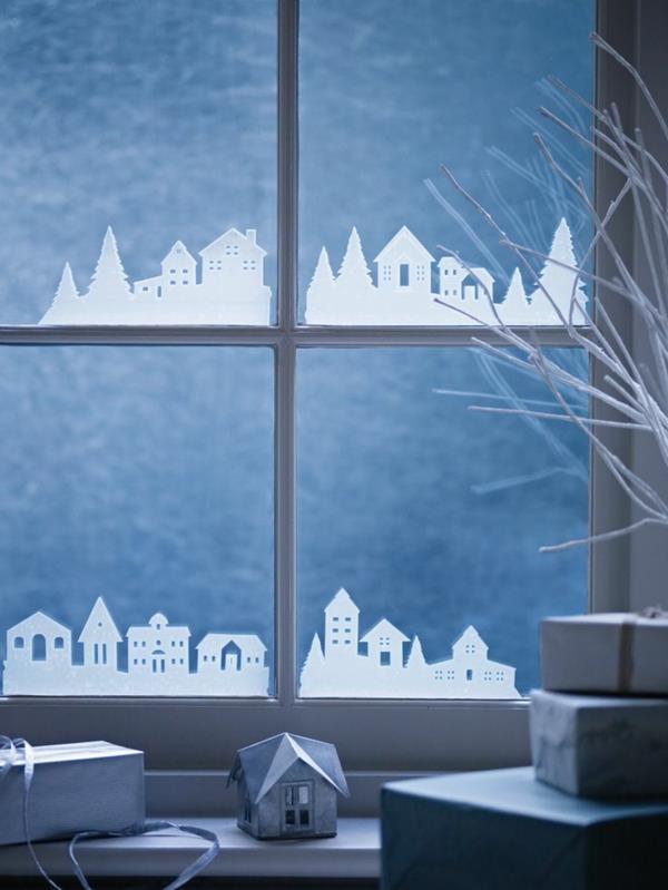 décoration de fenêtre idées d'artisanat de noël pour noël autocollants de fenêtre maisons