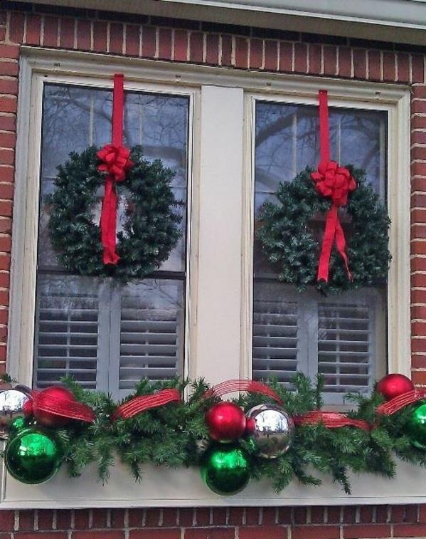 décoration de fenêtre noël de l'extérieur fenêtre de décoration de noël