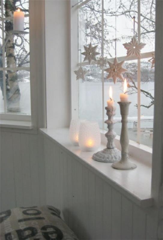 décoration de fenêtre noël chandelier blanc décoration de fenêtre de noël