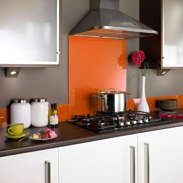Carrelage miroir cuisine verre cuisine mur arrière protection anti-éclaboussures mur verre cuisine orange