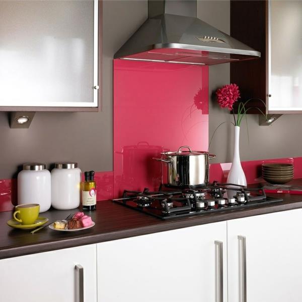 Carrelage miroir cuisine verre cuisine mur arrière protection anti-éclaboussures mur verre cuisine rose