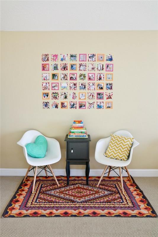 zaprojektuj własną fototapetę dekoracje ścienne skandynawskie krzesła kolorowy dywan