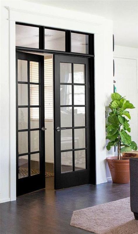 francuskie drzwi balkonowe dwuskrzydłowe czarna rama dostępna w różnych rozmiarach