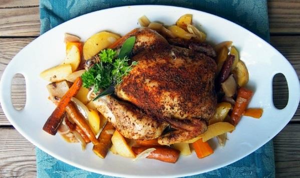 recettes de printemps plats de viande poulet rôti aux pommes de terre