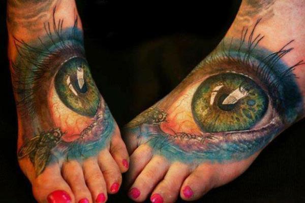 3d motyw oczu tatuaże stóp