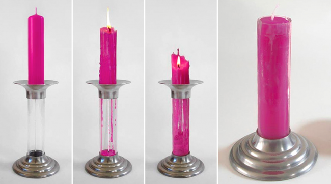 Leuchter. aus einer ausgebrannten Kerze eine neue Kerze gießen